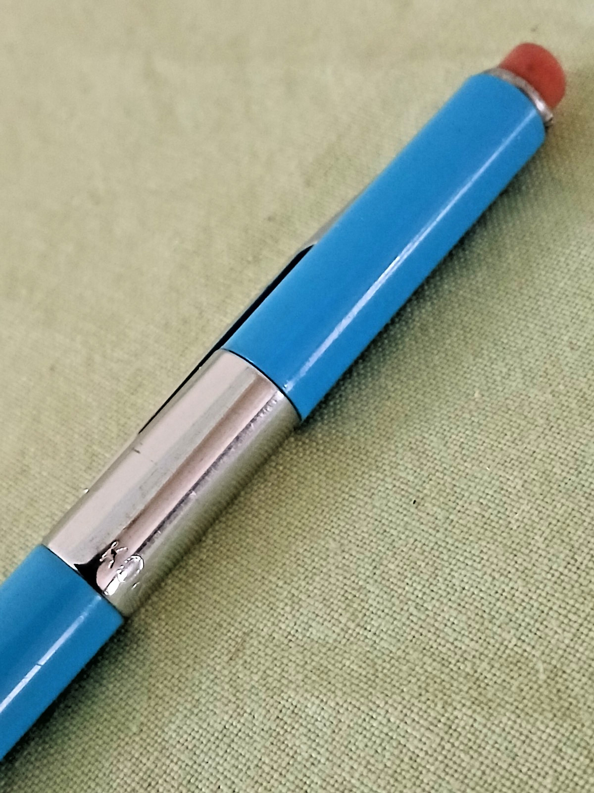 Vintage SCRIPTO Mechanical Pencil Korea Blue w chrome 1970’s