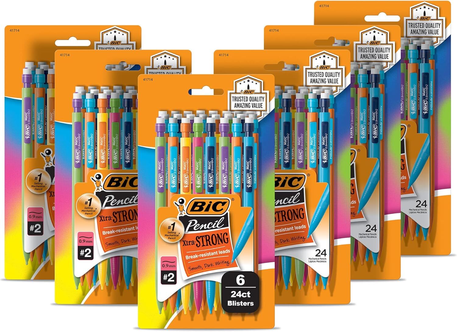 24-Pack 0.9mm Mechanical Pencils Colorful Barrels Thick Lead w/ Erasers
