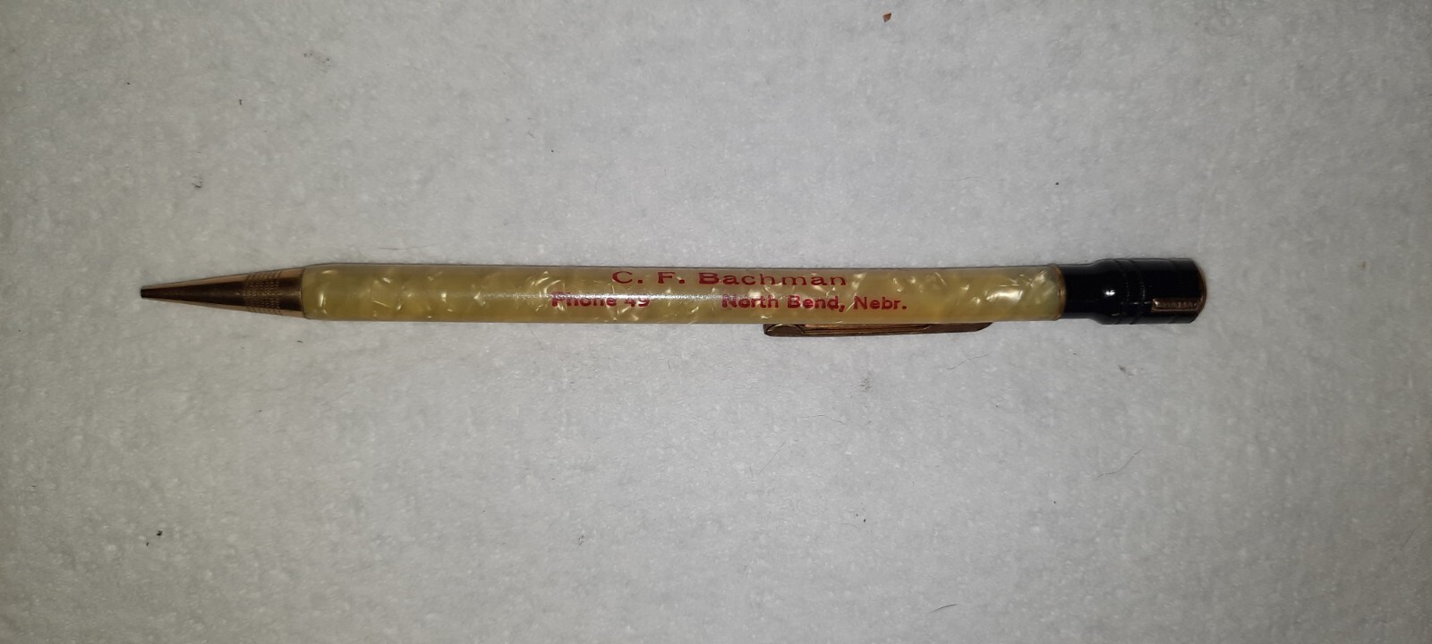 “Bachman Music Ser.*Coin Op. Machines*Phone 49 North Bend, Nebr.” Working Pencil
