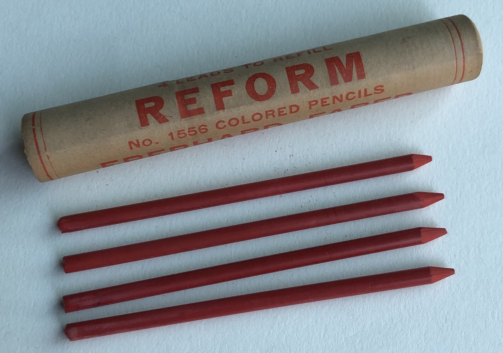 Vintage Eberhard Faber REFORM Mechanical Pencil Lead Red 3.8mm 4pk Wood Tube USA