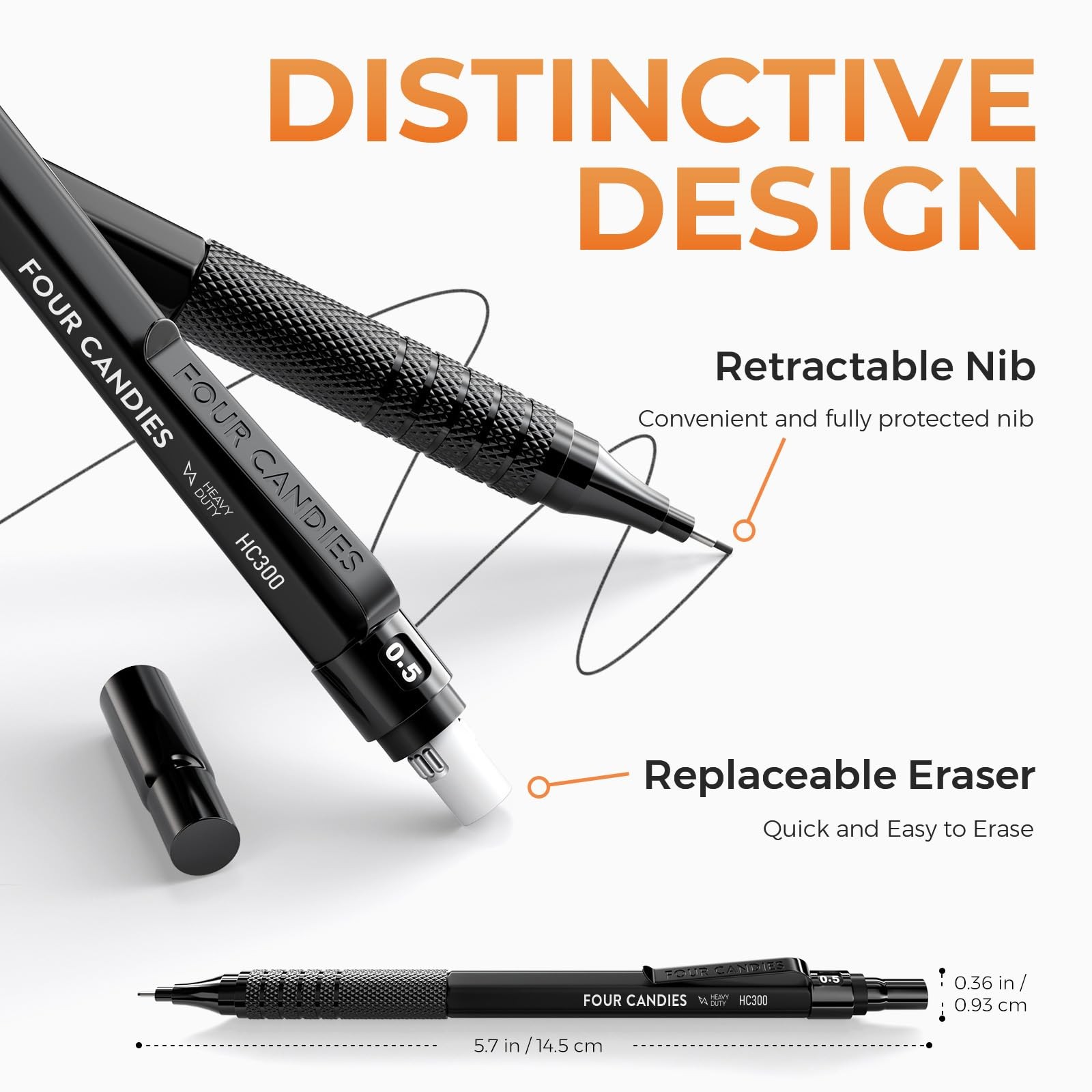 Metal Mechanical Pencil Set, 3PCS Art Drafting Pencils 0.5, 0.7, 0.9MM & 2PCS…