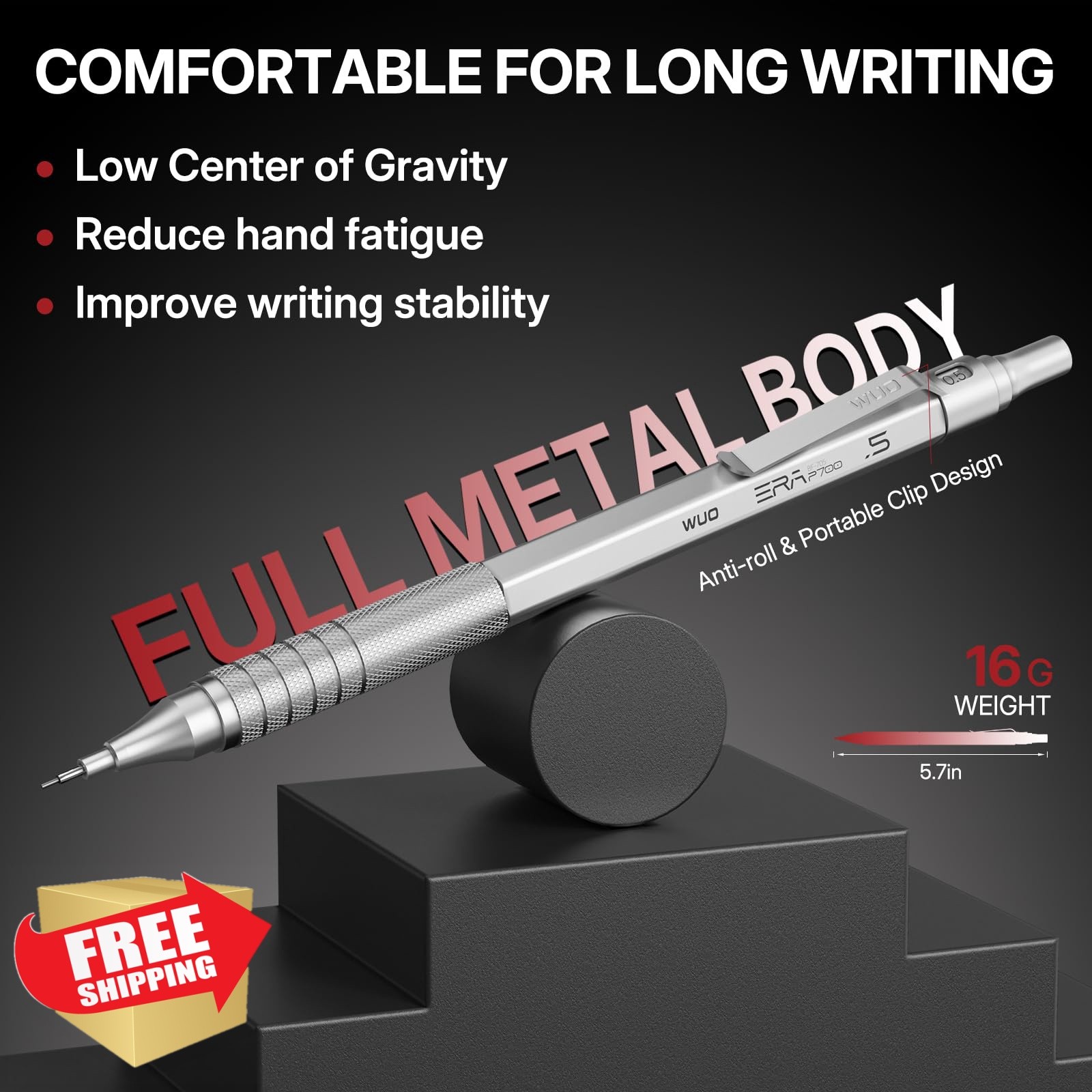 WUO Mechanical Pencils Silver+Grey 0.5/0.7mm