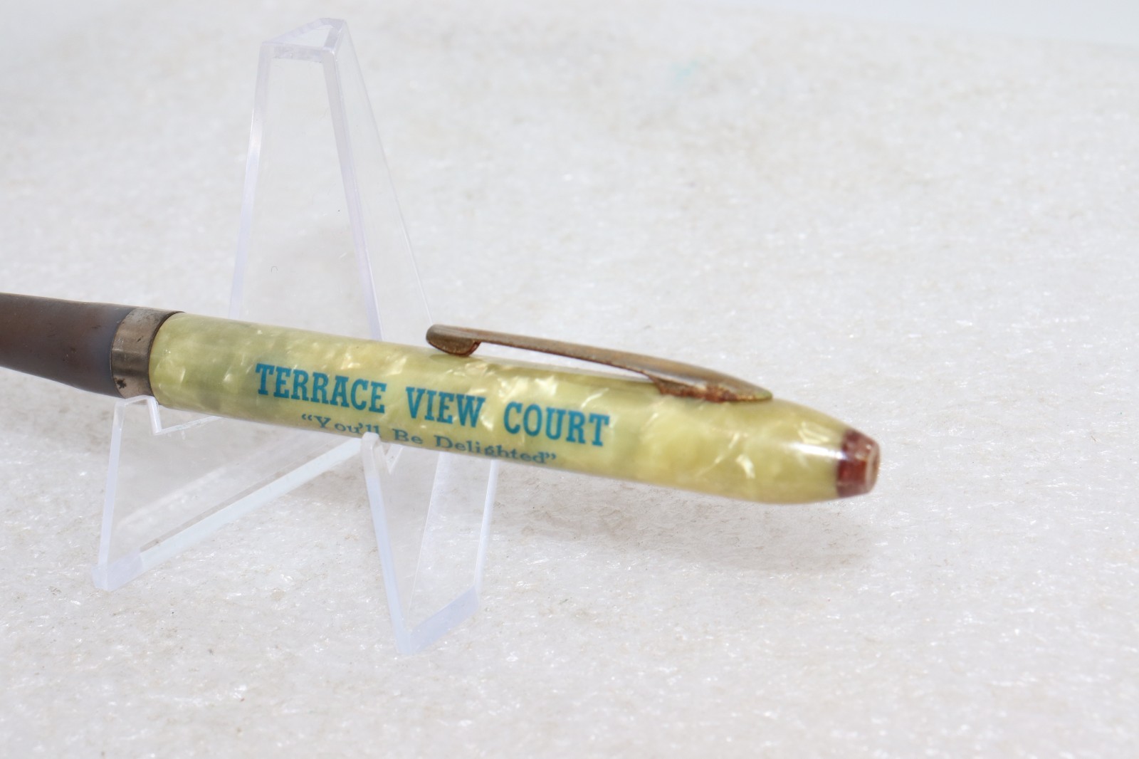 1930-1945 Terrace View Court Motel Celluloid Advertising Mechanical Pencil