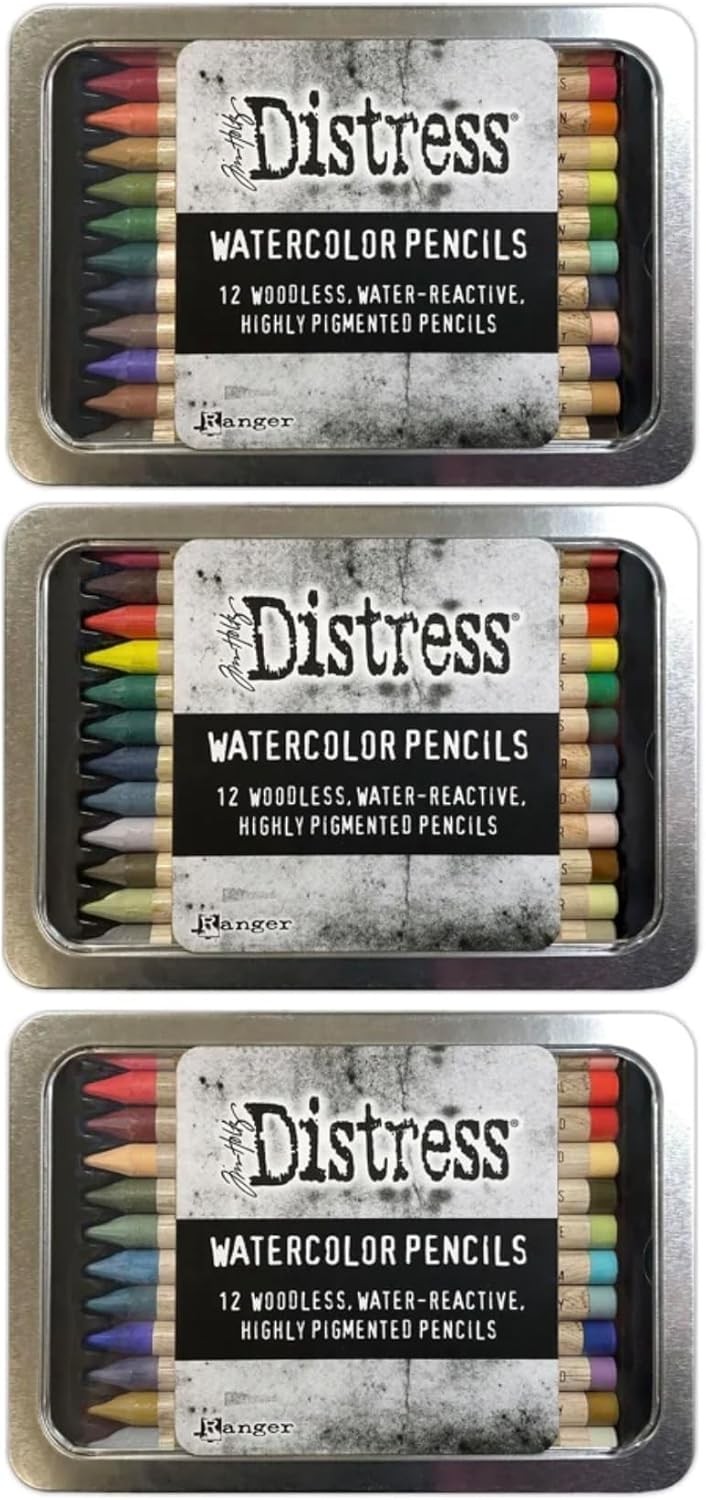 Ranger Ink Bundle – Tim Holtz Distress Watercolor Pencil 4 Count (Pack of 3)