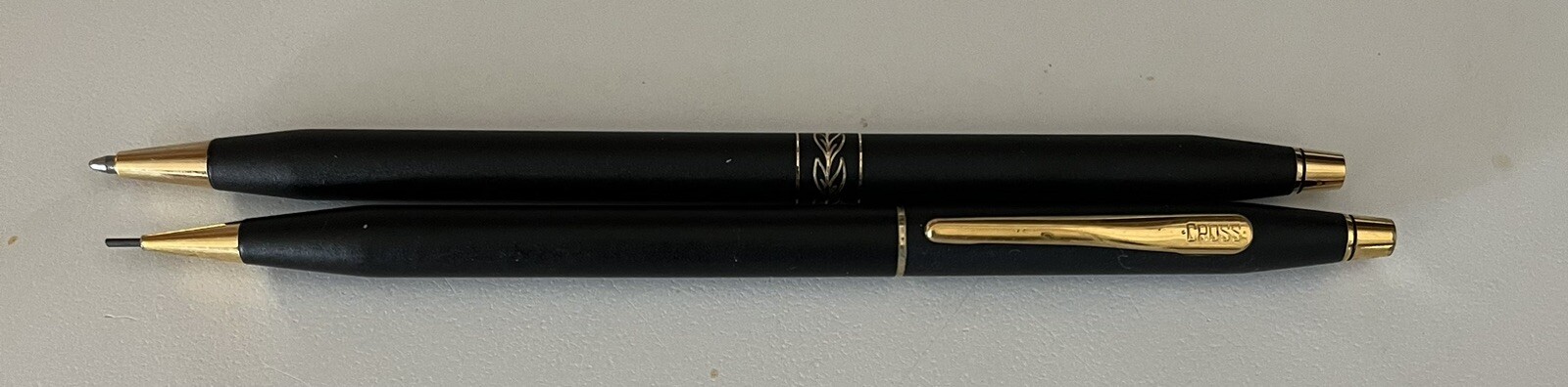 Cross Century Pencil Matte Black & Gold Mechanical Pencil And Gold Leaf Pen Set