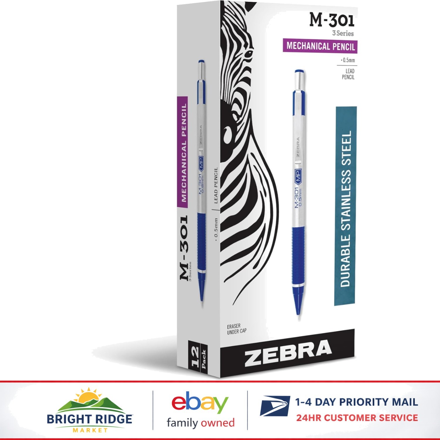 Stainless Steel Mechanical Pencils 12-Pack with Retractable Design and Eraser