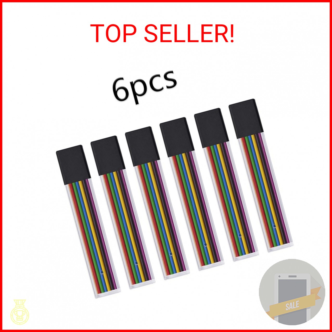 JOMPENS 2.0mm Colored Pencil Lead Refills, 72 Pack Assorted Colors Mechanical Pe