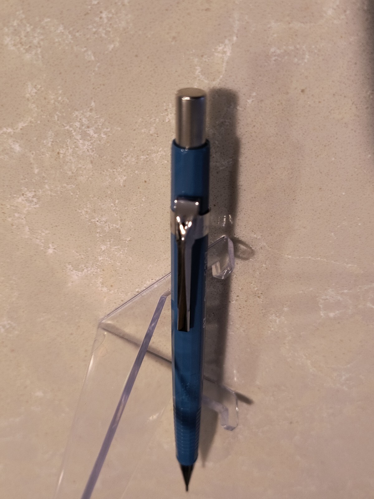 Pentel P207 Blue & Chrome 0.7mm Mechanical Pencil, with pocket clip, New.