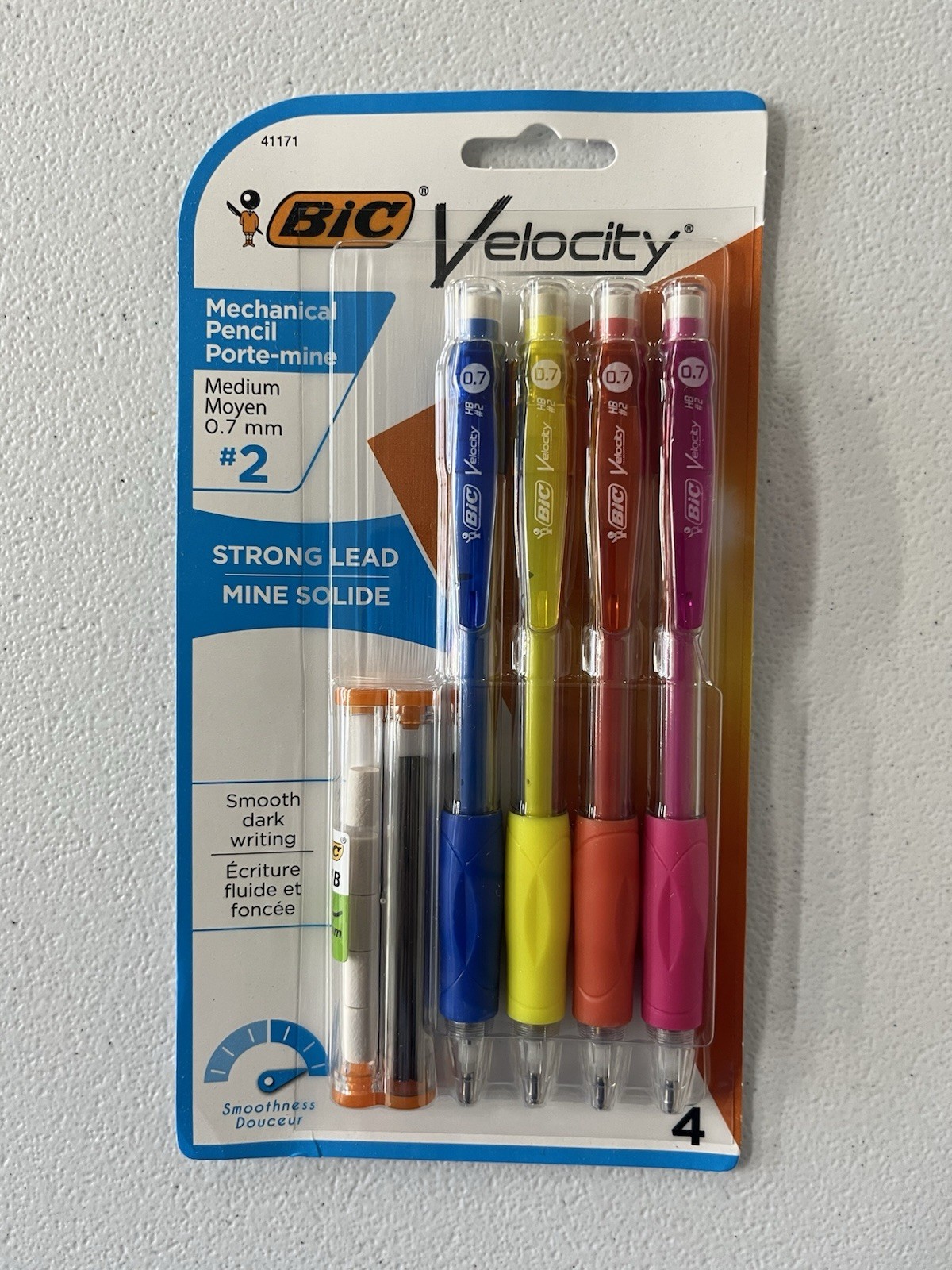 2x BIC #2 Velocity Mechanical Pencil 4pk 0.7mm w/ Refills Assorted Colors 41171