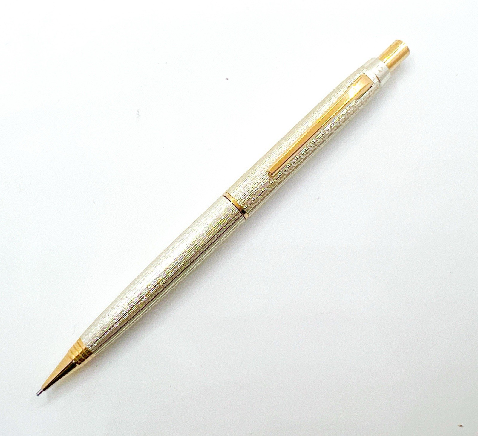 Platinum Mechanical Pencil 0.5 mm Silver Design Gold Trim Push Cap Functional