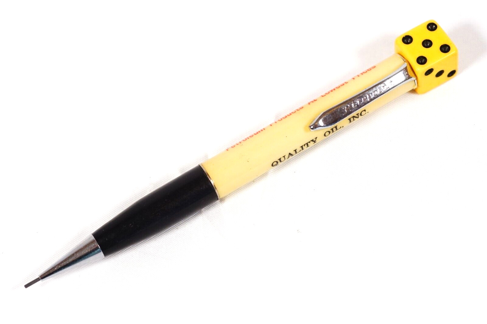 Quality Oil Inc Topeka Kansas Mid-Century Ritepoint Mechanical Pencil Dice Back