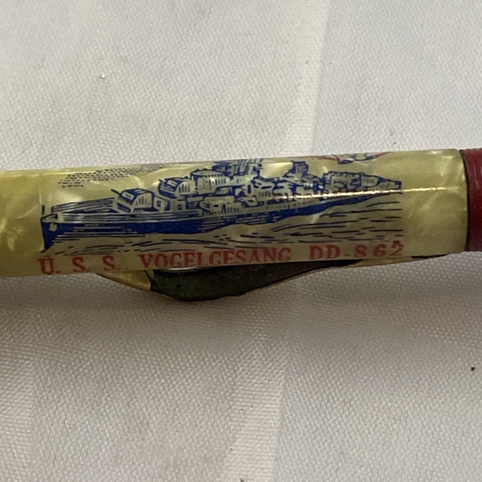 Sheaffer Pearlie Utility Red & Pearl Fineline USS Volelgesang DD-862 Pencil