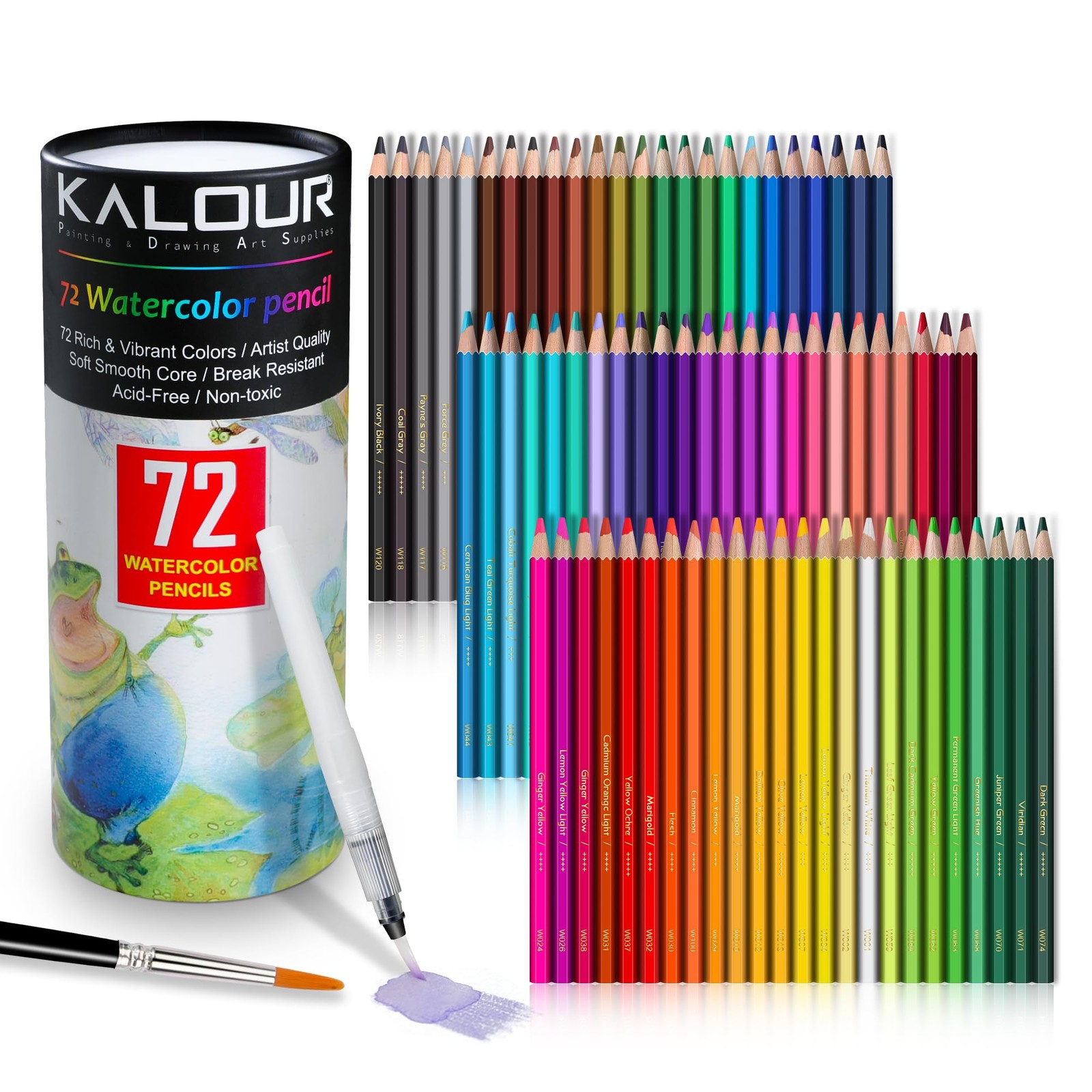 KALOUR 72-Color Professional Watercolor 1 Count (Pack of 72), Multicolor