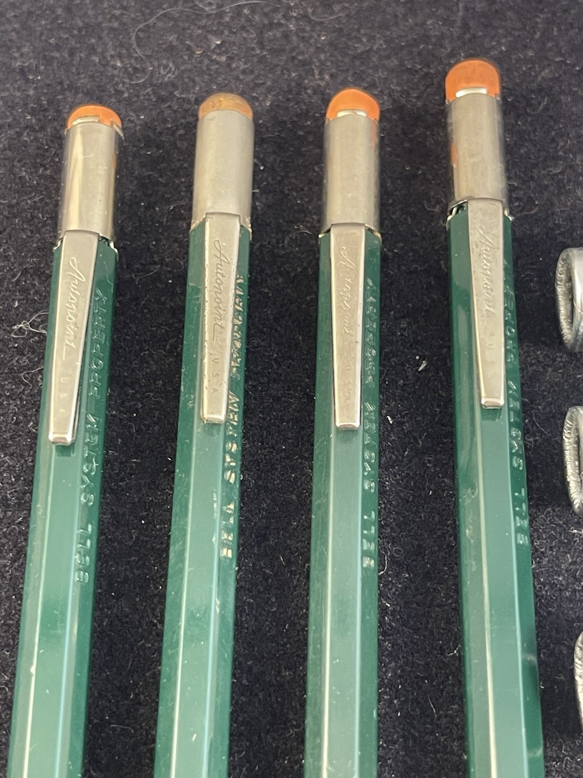 (4) Vintage 1960s Autopoint Green Mechanical 2H Pencil “Bell System Pro“ + Leads