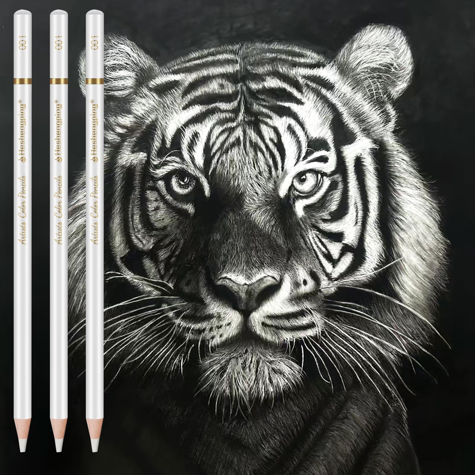 White Color Pencils, Professional 6 Pack Draw Pencil for Sketching,