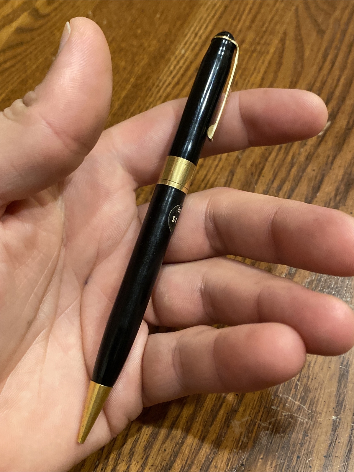 Vtg VENUS 047 G Mechanical Twist Pencil Black w Gold Tone Accents Original Label