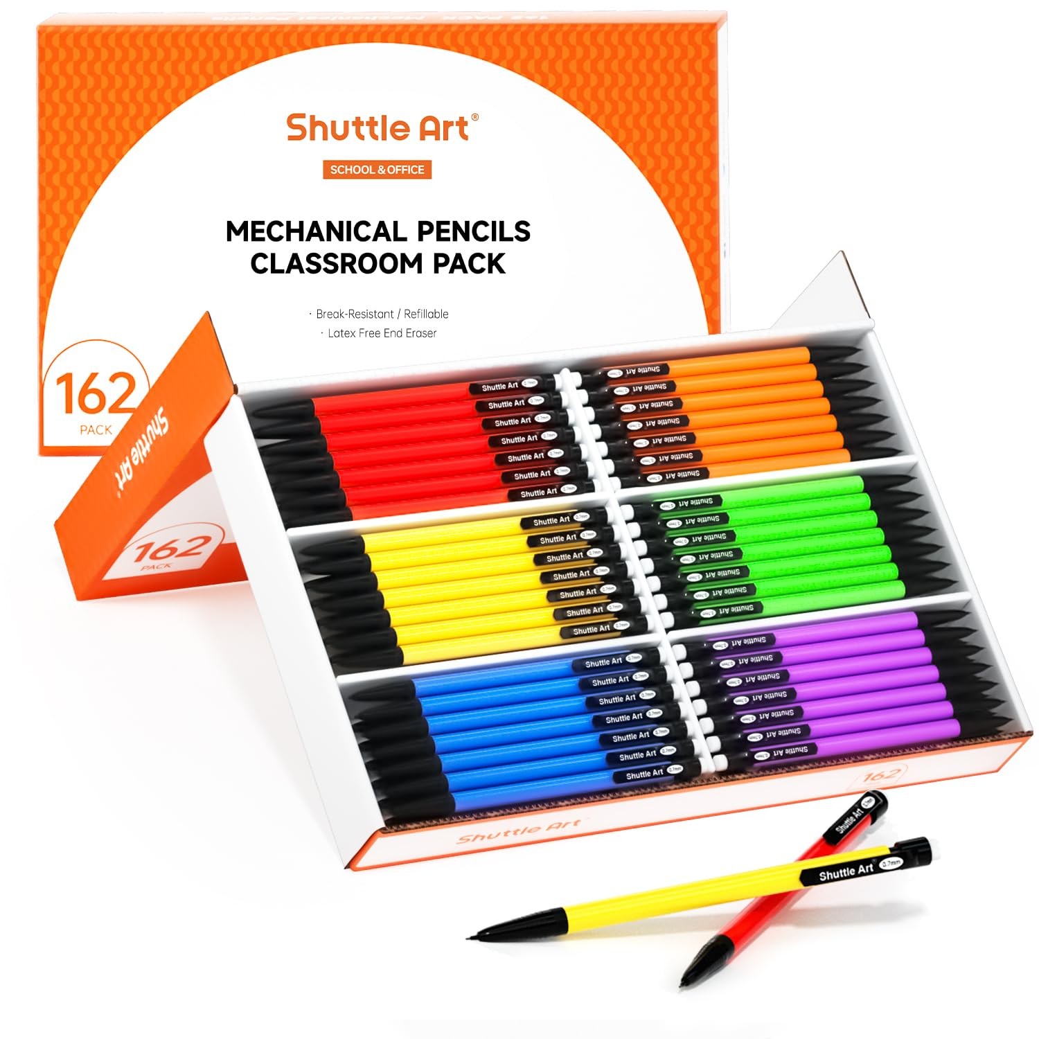 162-Pack Bulk Mechanical Pencils, 0.7mm HB #2 Lead, Assorted Colors, Office