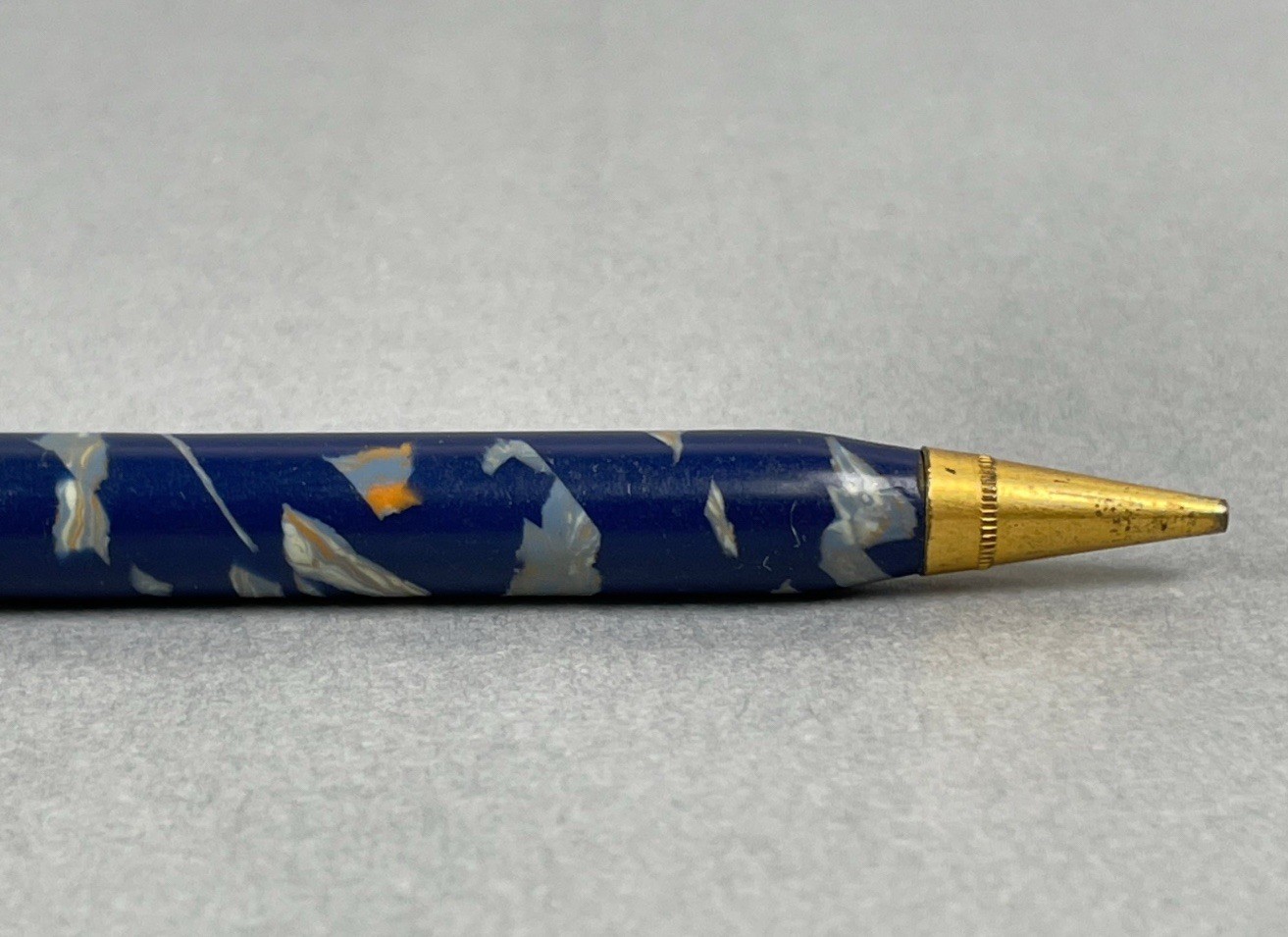 Vintage Marine Cream Brown Gold Trim Marbled Celluloid Mechanical Pencil