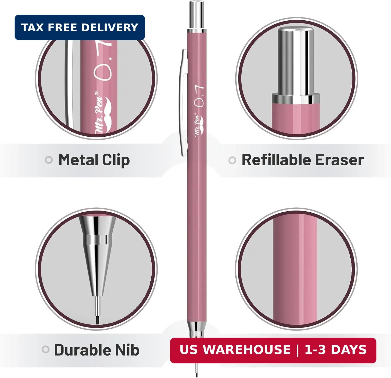 Mr. Pen- Cute Mechanical Pencil Set with Lead Refills & Erasers, 6 Pack | 2 Size