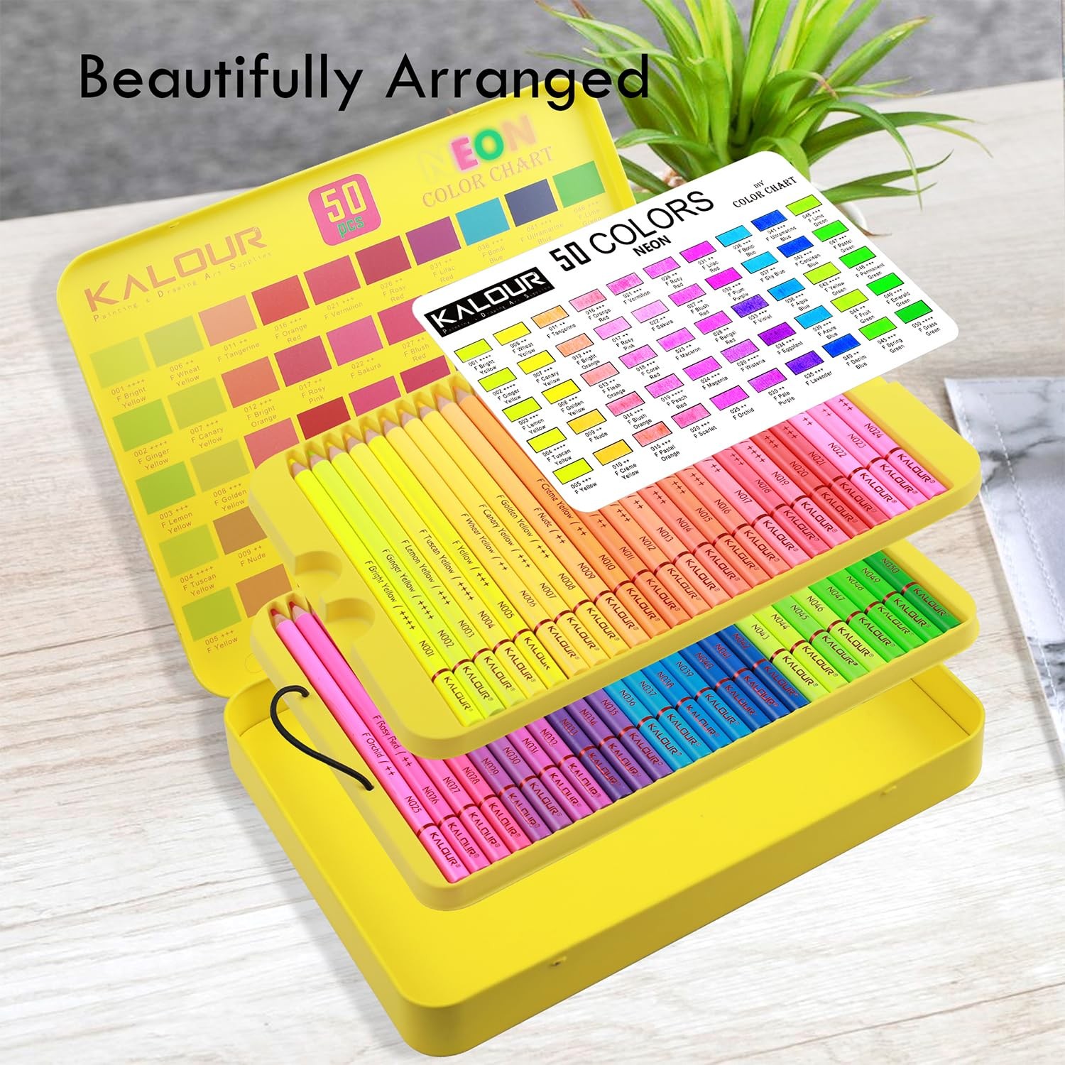 KALOUR PDAS 50 Neon Colored Pencils for 50 Count (Pack of 1), Multicolor