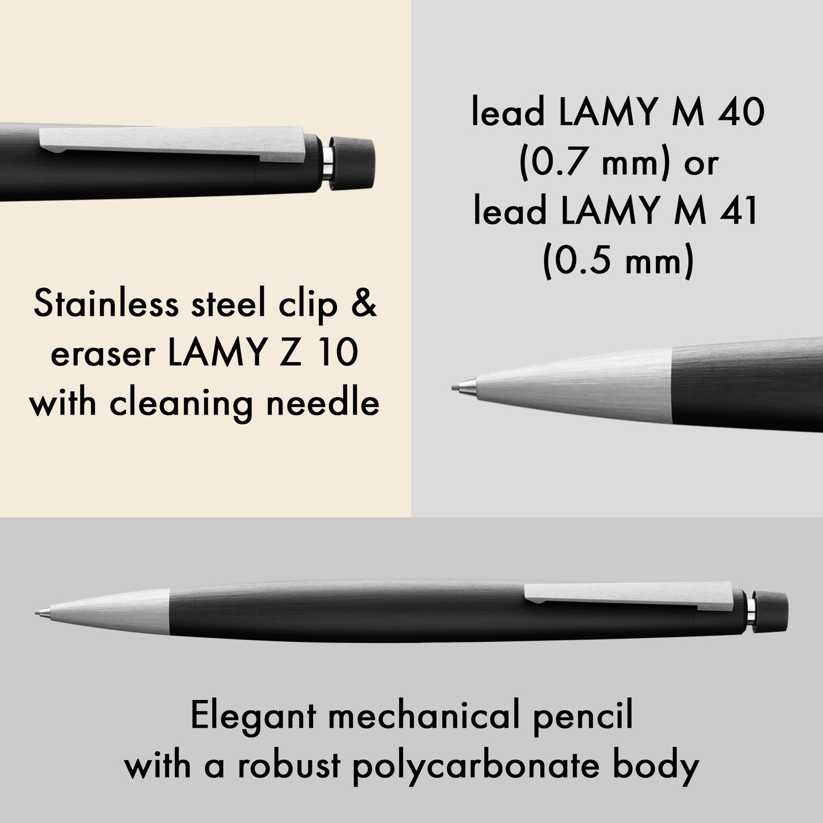 Lamy 2000 Mechanical Pencil Black .7mm 0.7mm