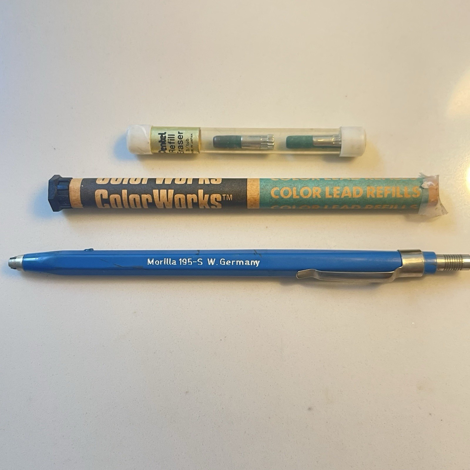 Vintage Drawing Lot Morilla Mechanical Pencil 195-S, Blue Red Green Leads
