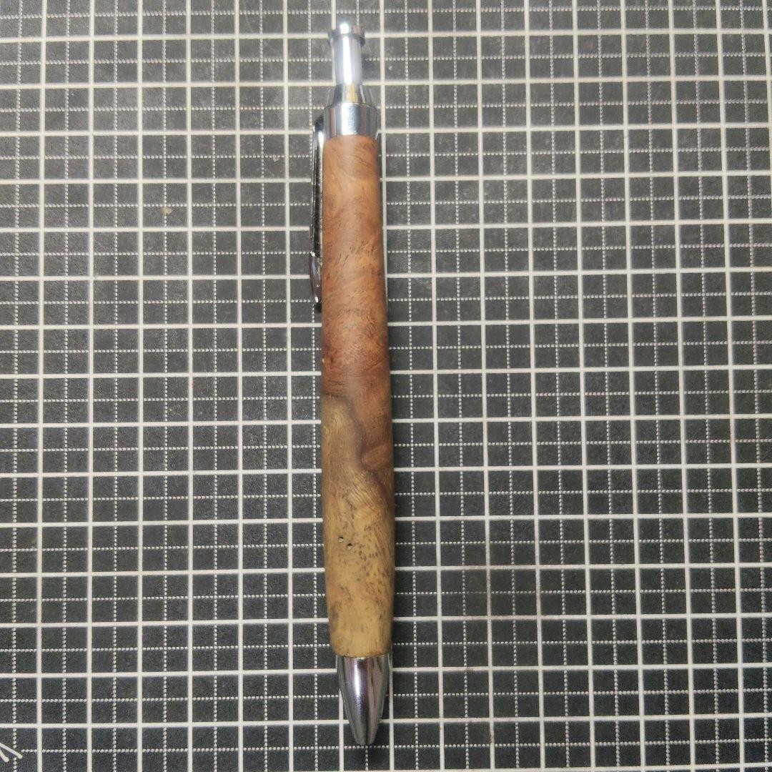 Handmade wood-shaft mechanical pencil, quince, red and white, 0.5mm, brass