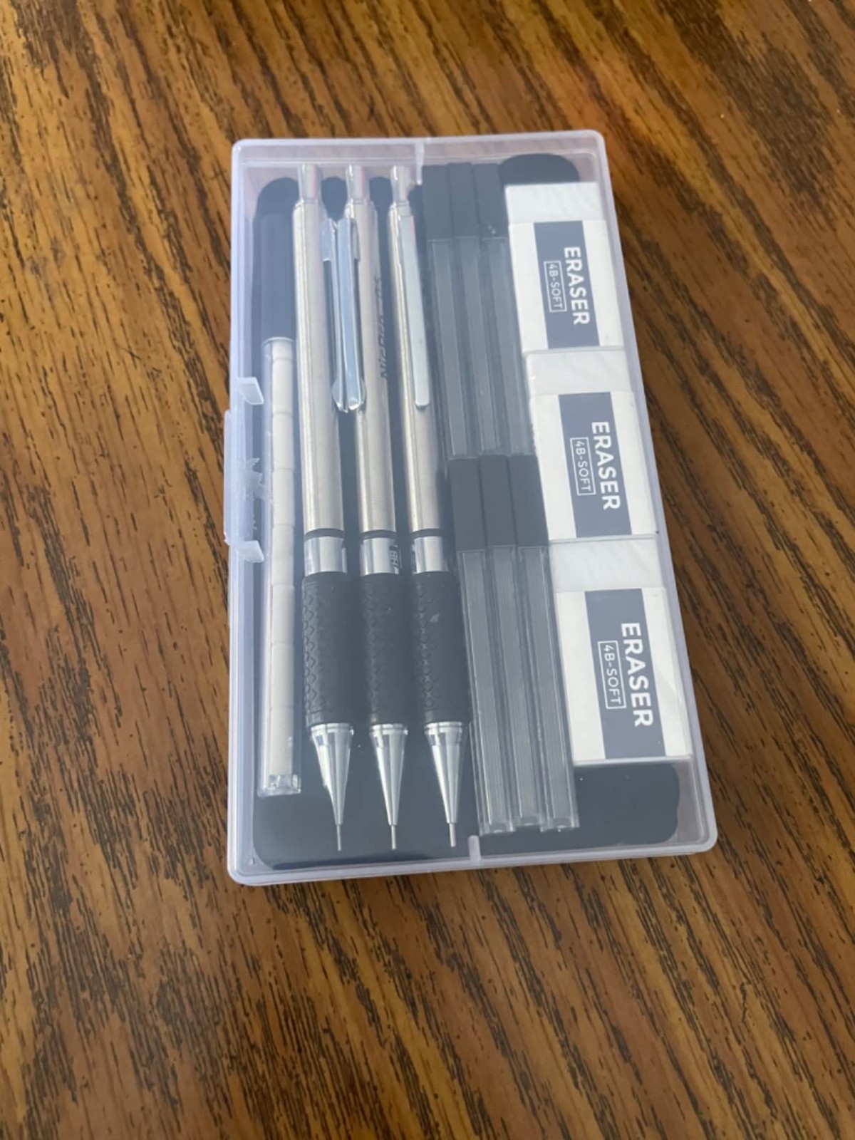0.9 Mm Mechanical Pencil Set with Case, 3PCS Metal Mechanical Pencils with 6 Tub