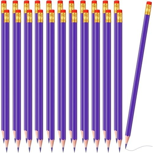 Zhanmai 24 Pieces Red Pencils with Eraser Pre Sharpened Wooden Erasable Checking