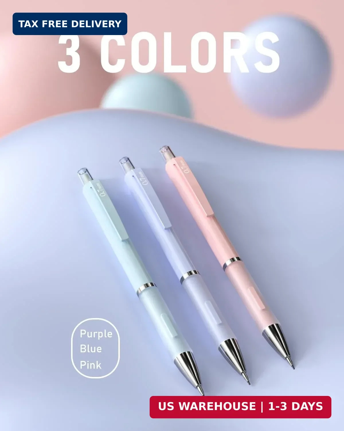 Nicpro 3PCS Cute Mechanical Pencil Set with Case, 0.7 mm Pencils with 6 Tube HB
