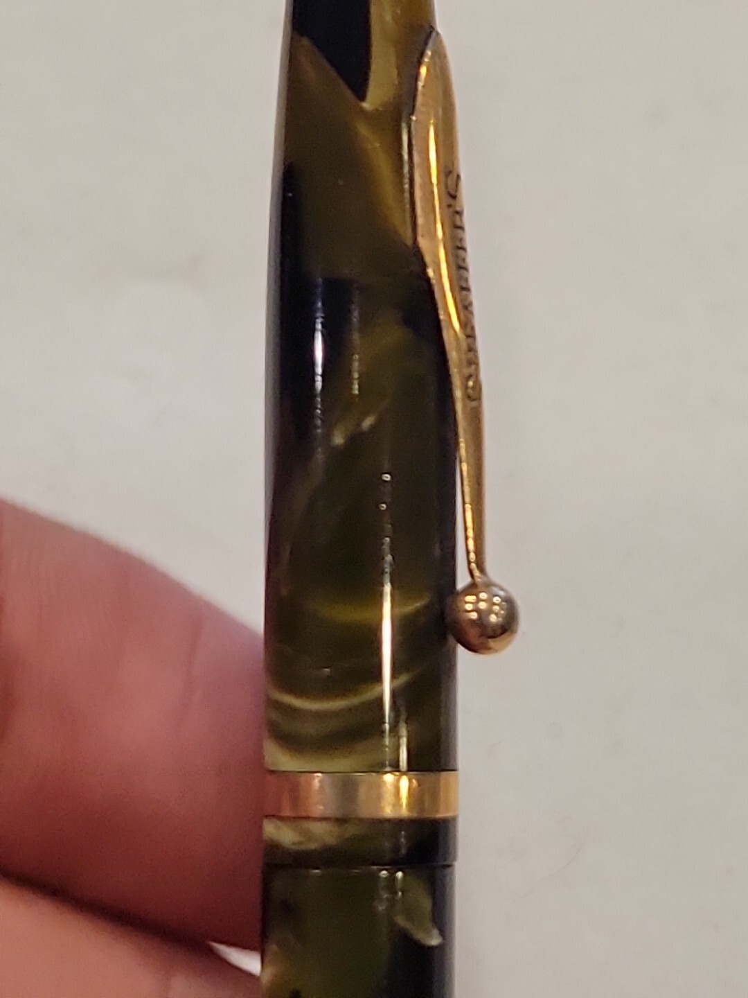 VTG GORGEOUS SHEAFFER OVERSIZE BALANCE PENCIL, BLACK AND GREEN PEARL USA #203