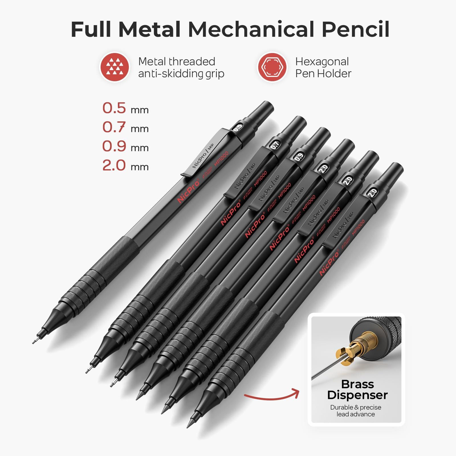 30PCS Black Metal Mechanical Pencil Set in Leather Case, Art Drafting Pencil …