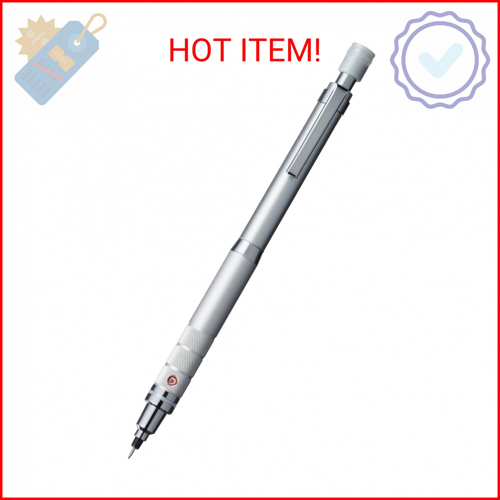 Uni Kuru Toga Roulette Model Auto Lead Rotation 0.5mm Mechanical Pencil, Silver