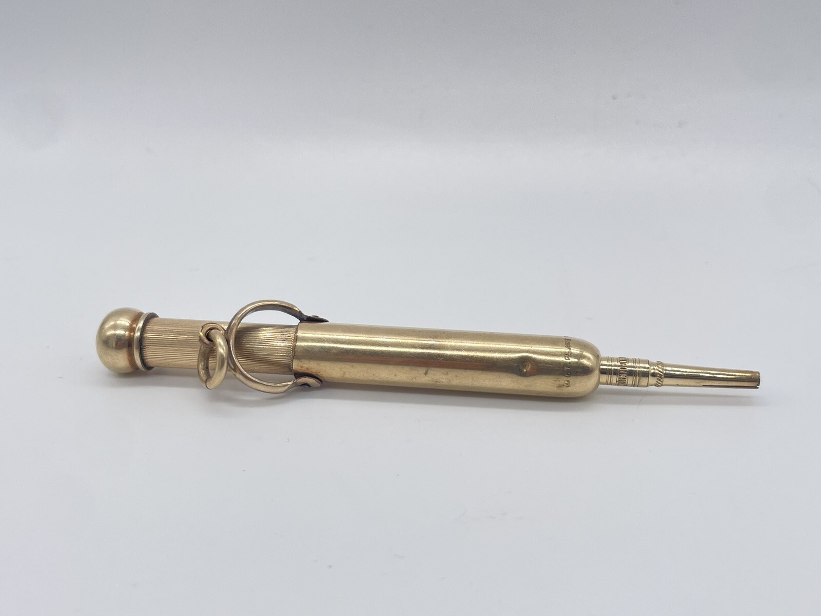 Antique W S Hicks NY 10k Yellow Gold Plate Propelling Chatelaine Pencil Works
