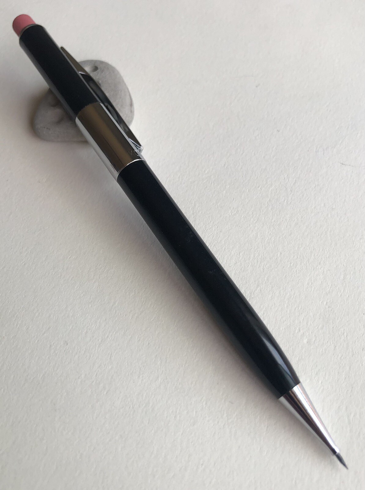 Vintage SCRIPTO Mechanical Pencil NOS .9mm Chrome Trim Black Barrel