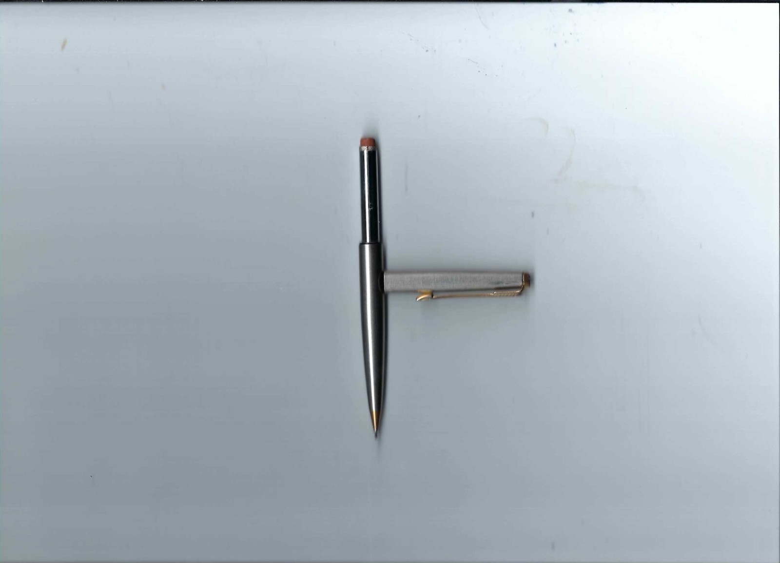 Vtg. Parker Brushed Stainless Steel & Gold Trim Twist Mechanical Pencil-U.S.A.