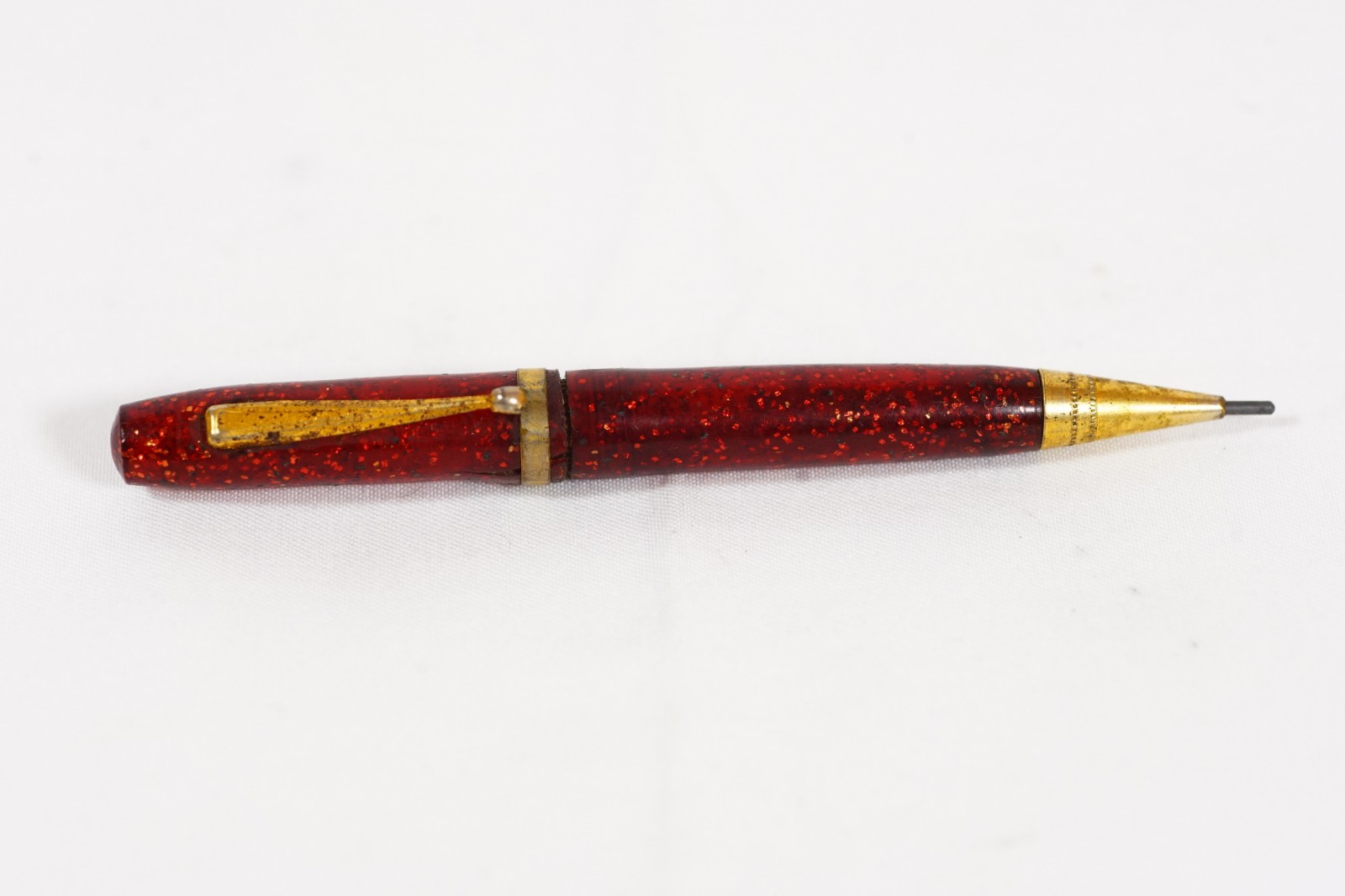 Pocket Mechanical Pencil Red Speckled Celluloid Pencil