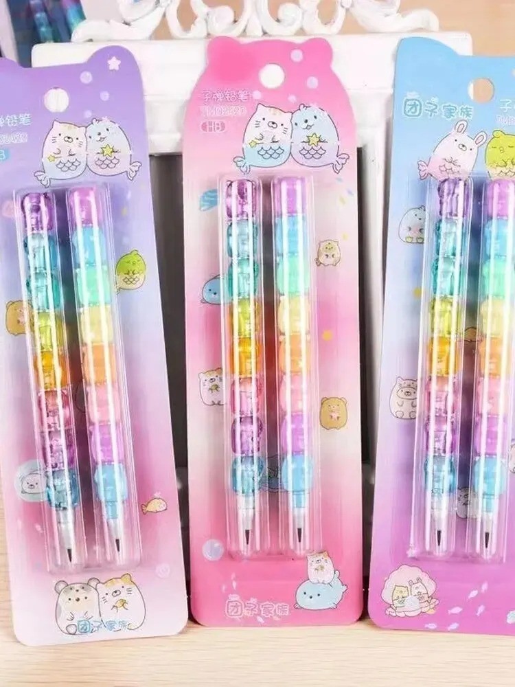2PCS Cute Bear Mechanical Pencils Student Writing Pen Set