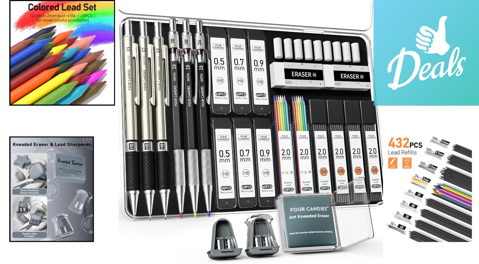 Artisan 25PCS Mechanical Pencil Set with Case, Refills & Comfort Grip Design