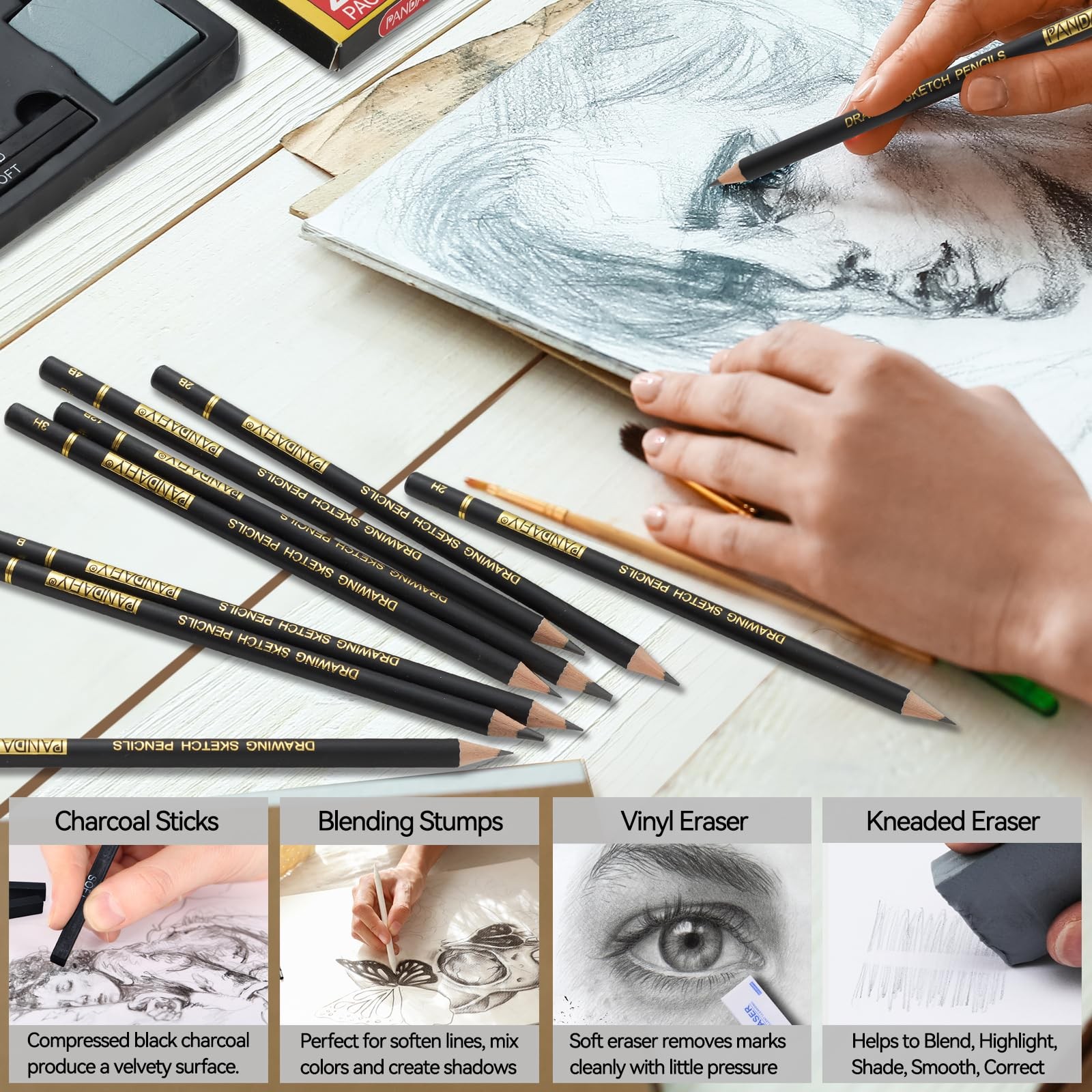 PANDAFLY 26-Piece Professional Sketch 1 Count (Pack of 26), Black – 26 Pack