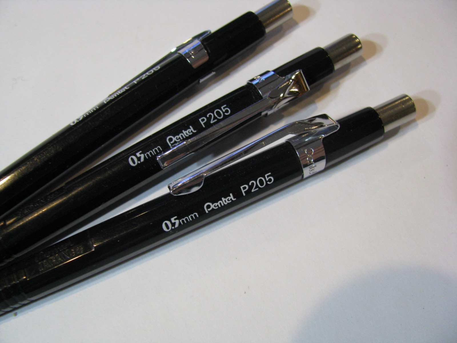3pc Lot Set 0.5mm Pentel P205 Mechanical Drafting Pencil Black Plastic Barrel