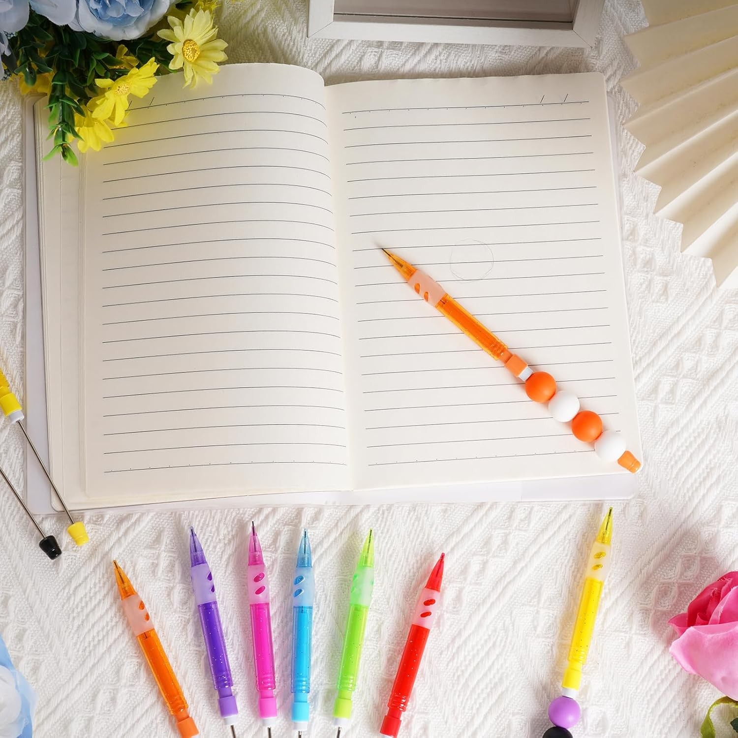 16 Pcs Beadable Pencils, Mini 1 Count (Pack of 16), [Multicolor]