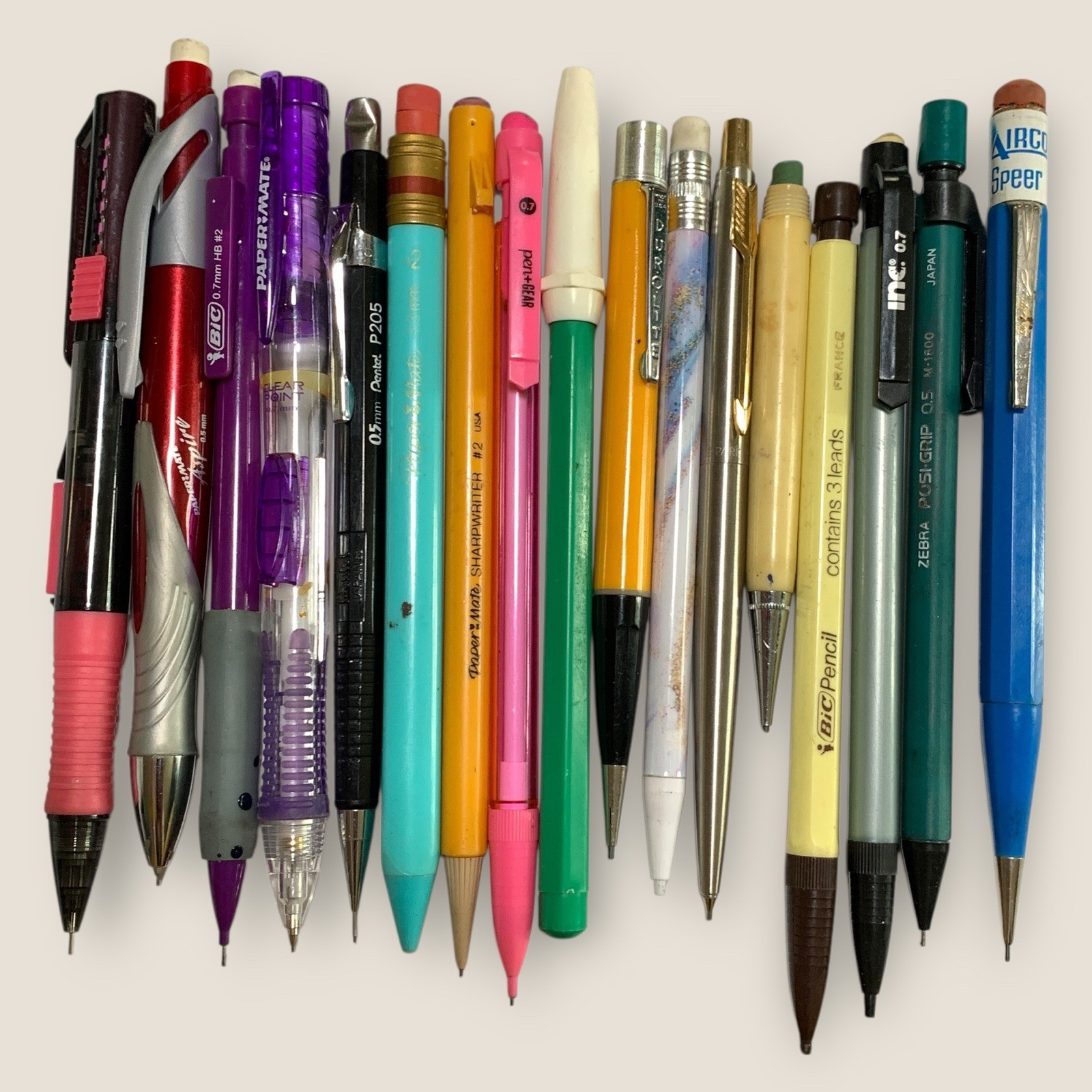 Vintage Mechanical Pencil Lot Erasers Leads Zebra Pentel Papermate Bic Parker