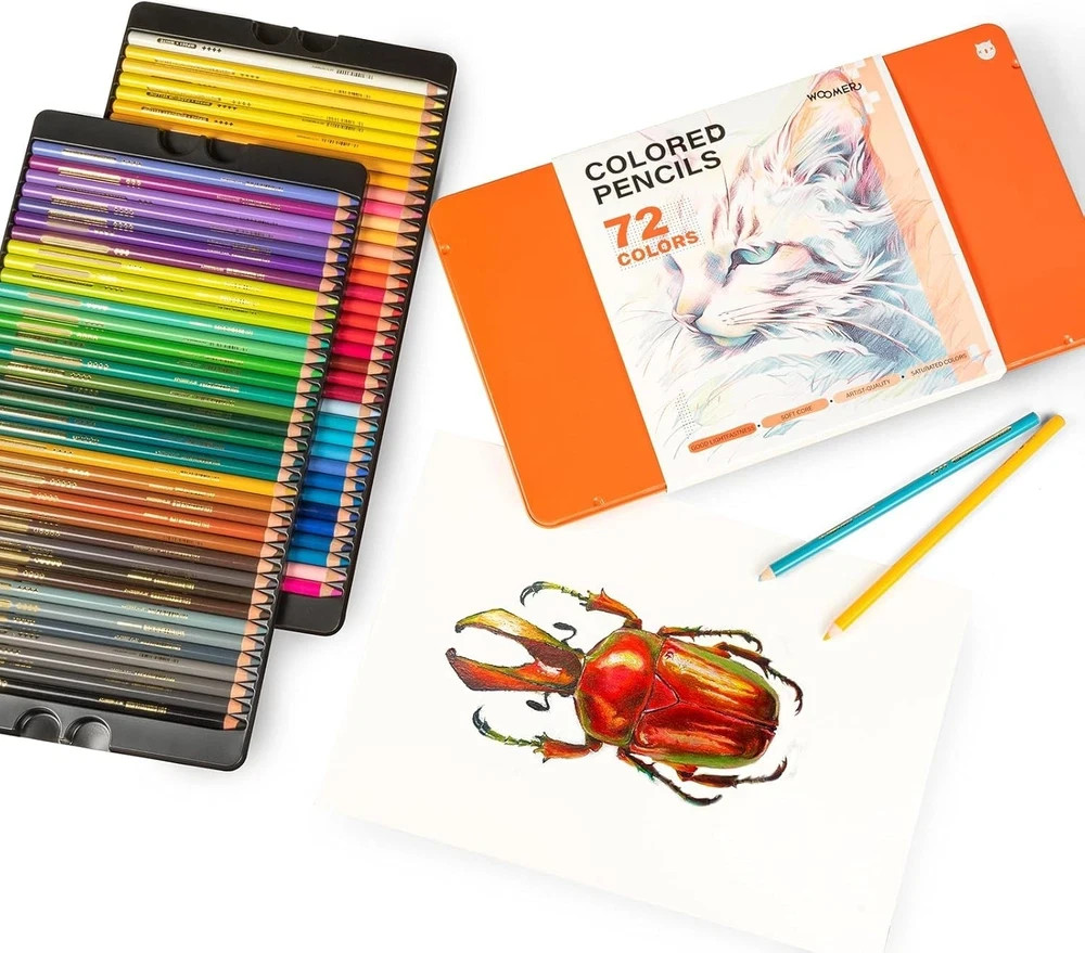 Woomer Premium Colored Pencils: 3.8mm 1 Count (Pack of 72), Multiple Colors
