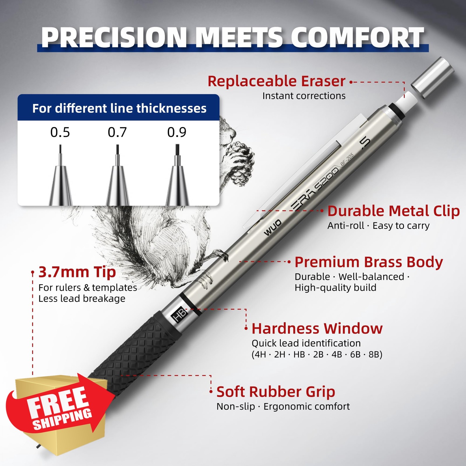 WUO Mechanical Pencil Set 0.5-2.0mm