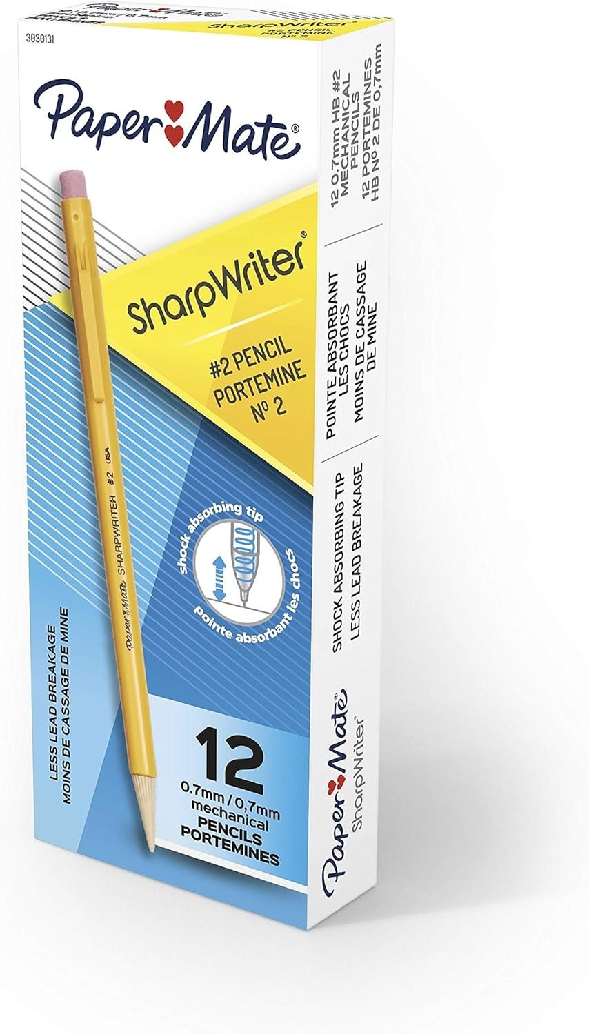 Cushioned Grip SharpWriter Mechanical Pencils HB 0.7mm – 12 Pack for Comfort