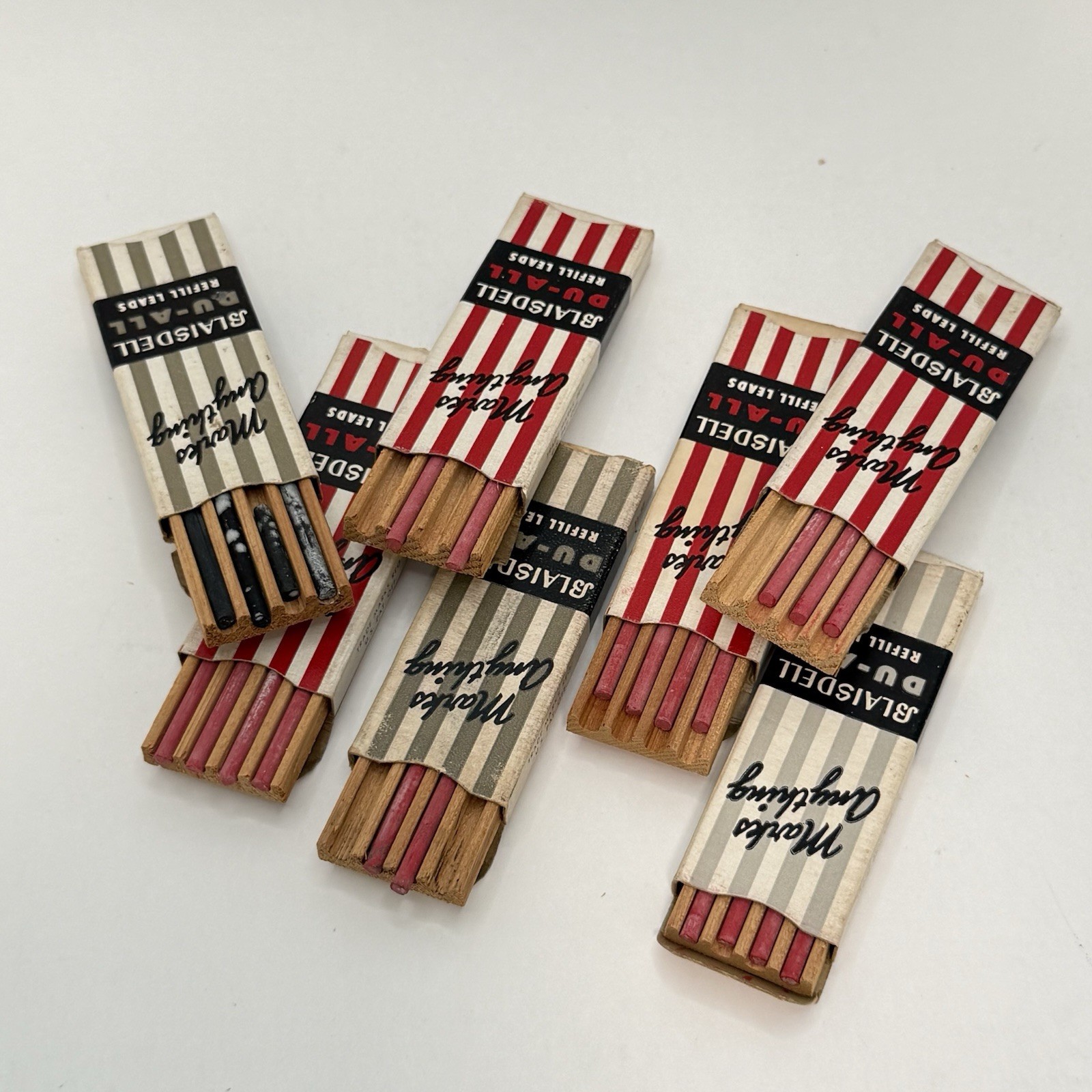 Vintage Blaisdell DU-ALL Marking Pencil Lead Lot Red Black Refills USA