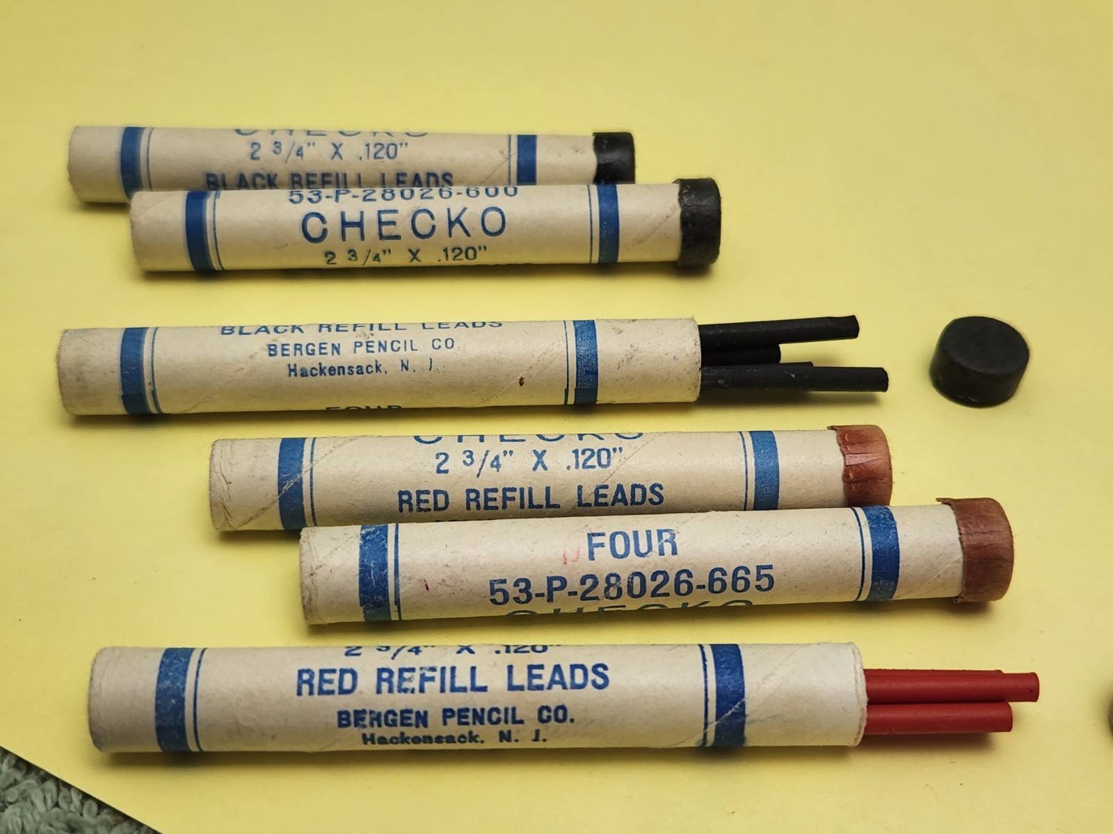 Bergen Pencil Co. Checko Refill Pencil Leads 2 3/4″ x .120″ Red & Black 6 Tubes