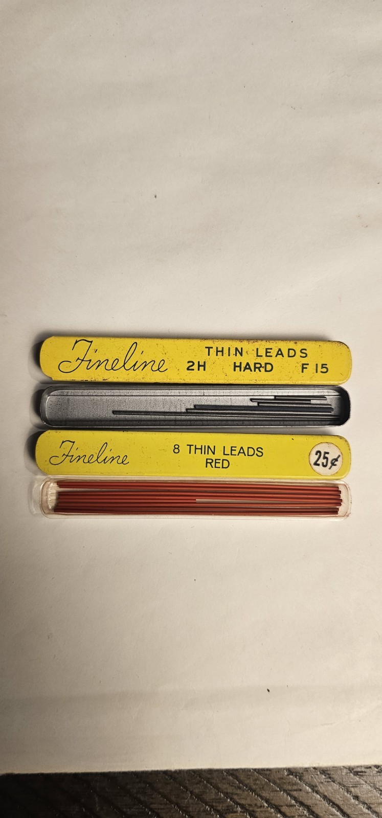 VINTAGE SHEAFFER’S FINELINE PENCIL THIN LEADS METAL TIN And Plastic With Leads