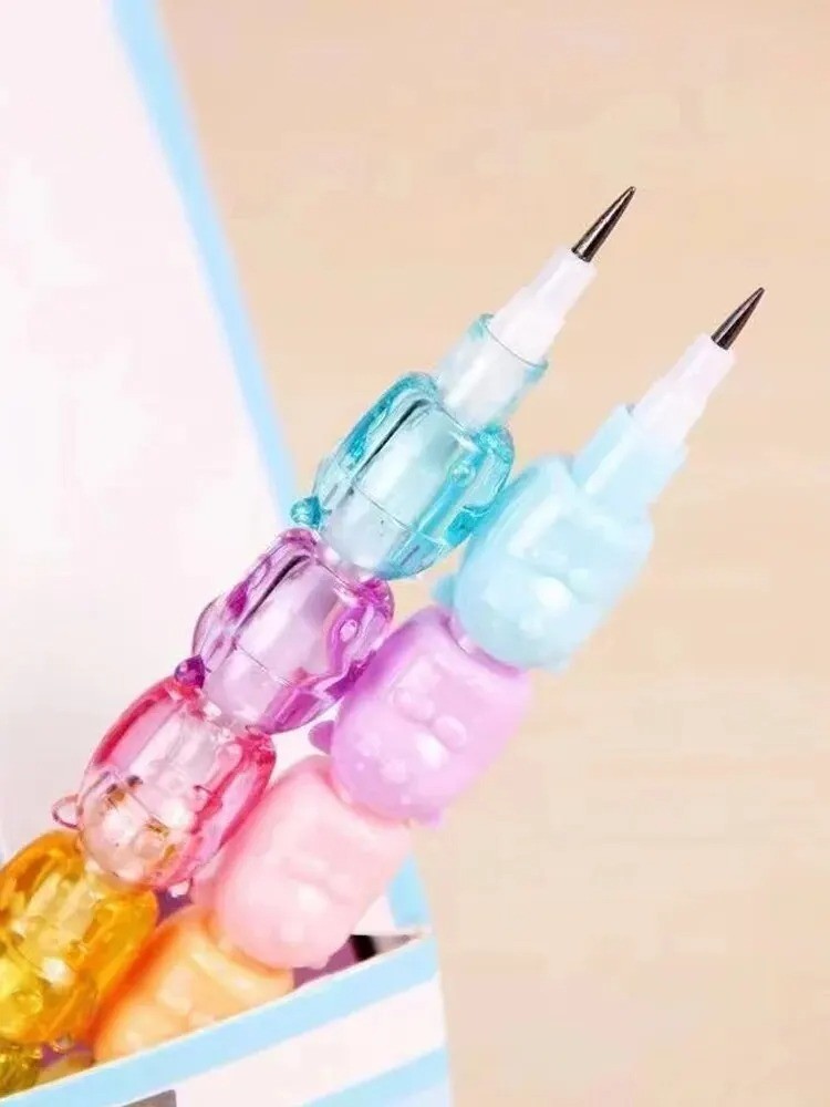 2PCS Cute Bear Mechanical Pencils Student Writing Pen Set